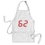 62 sixty-two red alarm clock digital number apron