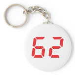 62 sixty-two red alarm clock digital number key chain