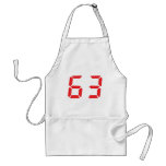 63 sixty-three red alarm clock digital number aprons