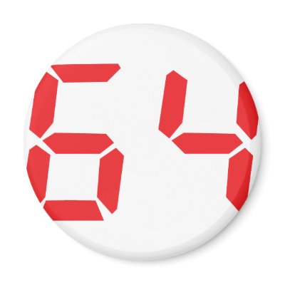 64 sixty-four red alarm clock digital number fridge magnet by Tomaniac