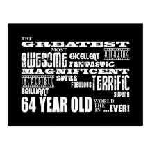 64th Birthday Party Greatest Sixty Four Year Old Postcards