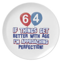 64th year old birthday gift party plates