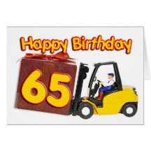 65 birthday card with a fork lift truck
