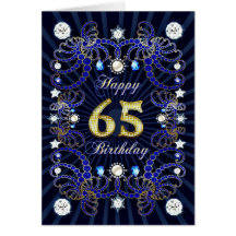 65th birthday card with masses of jewels