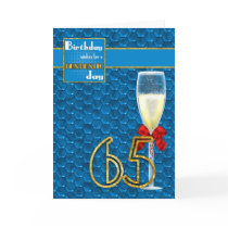 65th Birthday - Geometric Birthday Card Champagne