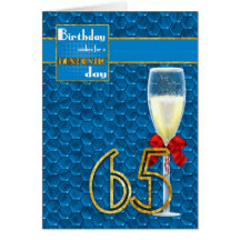 65th Birthday - Geometric Birthday Card Champagne