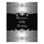 65th Birthday Invitation Elegant Black Silver