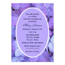 65th Birthday Party Invitation -- Hydrangea