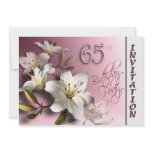 65th Birthday Party Invitation - white Lilies