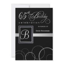 65th Birthday Party Invitations - with Monogram