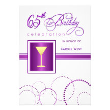 65th Birthday Party Invitations - with Monogram