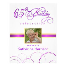 65th Birthday Party Invitations - with Monogram