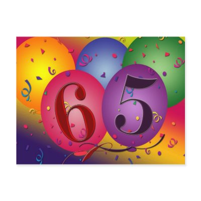 65th birthday party postcard invites - Customised by perfectpostage