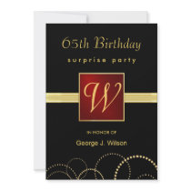 65th Birthday Surprise Party - Elegant Monogram