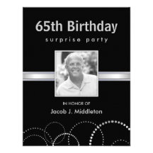65th Birthday Surprise Party Photo Invitations