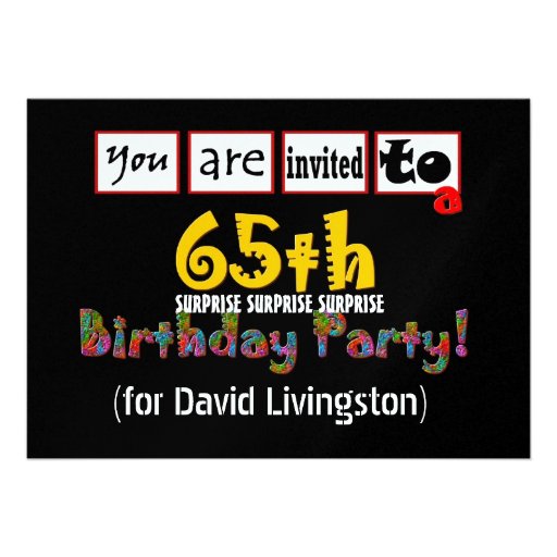 65th SURPRISE Birthday Party Invitation Template | Zazzle