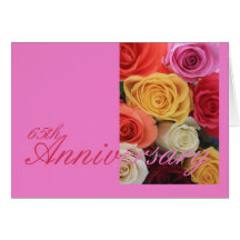65th Wedding Anniversary mixed rose bouquet Greeting Card
