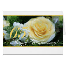 65th Wedding Anniversary - Yellow Rose Greeting Cards