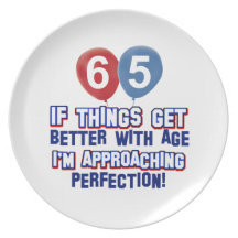 65th year old birthday gift dinner plates