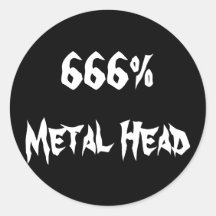 666%Metal Head Round Stickers