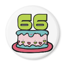 66 Year Old Birthday Cake Refrigerator Magnet