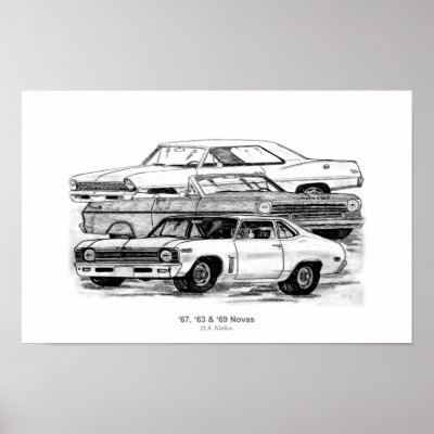 67, 63, 69 Novas - BW no border Poster by designsandimages