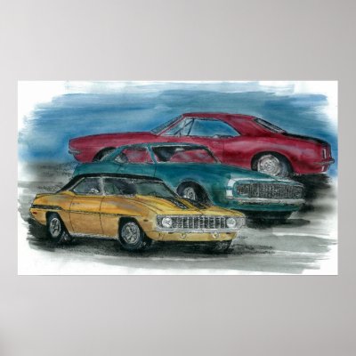 67, 68, 69 CAMAROS print by designsandimages