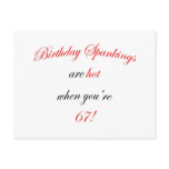 67 Birthday Spankings Post Card