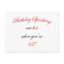 67 Birthday Spankings Post Card