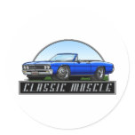 67_Chevelle_Blue_Convertible Round Stickers