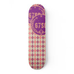 67SOSK8 ARGYLE SERIES PURPLE & PEACH LOGO SKATEBOARD DECK