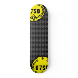 67SOSK8 ARGYLE SERIES YELLOW & DARK GRAY LOGO SKATE BOARD