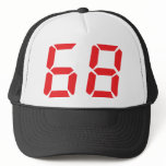 68 sixty-eight red alarm clock digital number trucker hat