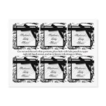 6 Favour Tags Black Toile Fabric Print Pattern
