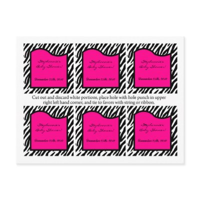 6 Favour Tags Hot Pink Zebra Print by AnnLeeDesigns