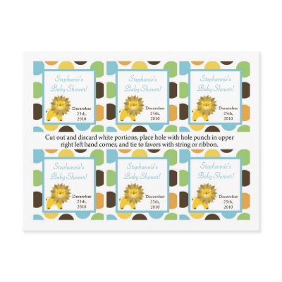 6 Favour Tags Jungle King Lion Safari Zoo Animal by AnnLeeDesigns