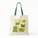 6 Funny Cartoon Frogs Go Green Tote bags