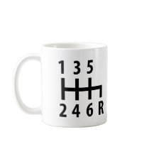 6 gearshift race car black mugs