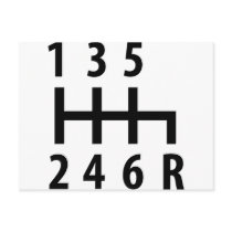 6 gearshift race car black post card