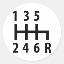 6 gearshift race car black sticker