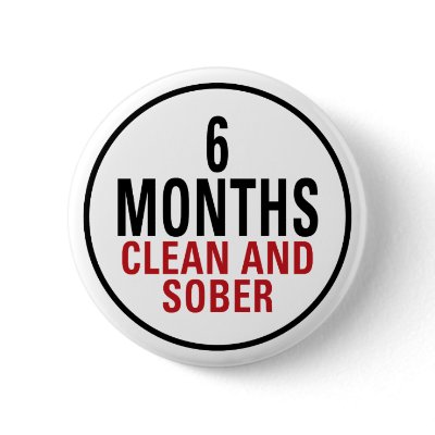 6 Months Clean and Sober Pinback Button by sobergifts
