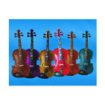 6 VIOLINS ON BLUE-POSTCARD