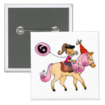 6 year old girl on a pony pinback buttons