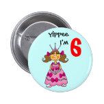6 year old princess (brown hair) button