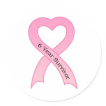 6 Year Survivor Pink Ribbon Sticker
