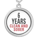 6 Years Clean and Sober Personalized Necklace