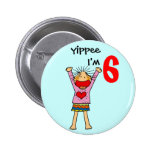 6th birthday girl button