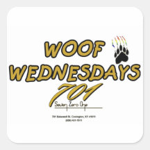 701 WOOF WEDNESDAY SQUARE STICKERS