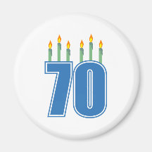 70 Birthday Candles (Blue / Green) Fridge Magnet