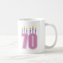 70 Birthday Candles (Pink / Purple) Coffee Mug